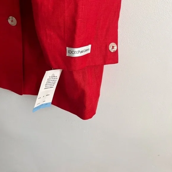 Internacional Scene Red Double Breasted Linen Shoulder Pads Blazer - Picture 5 of 6